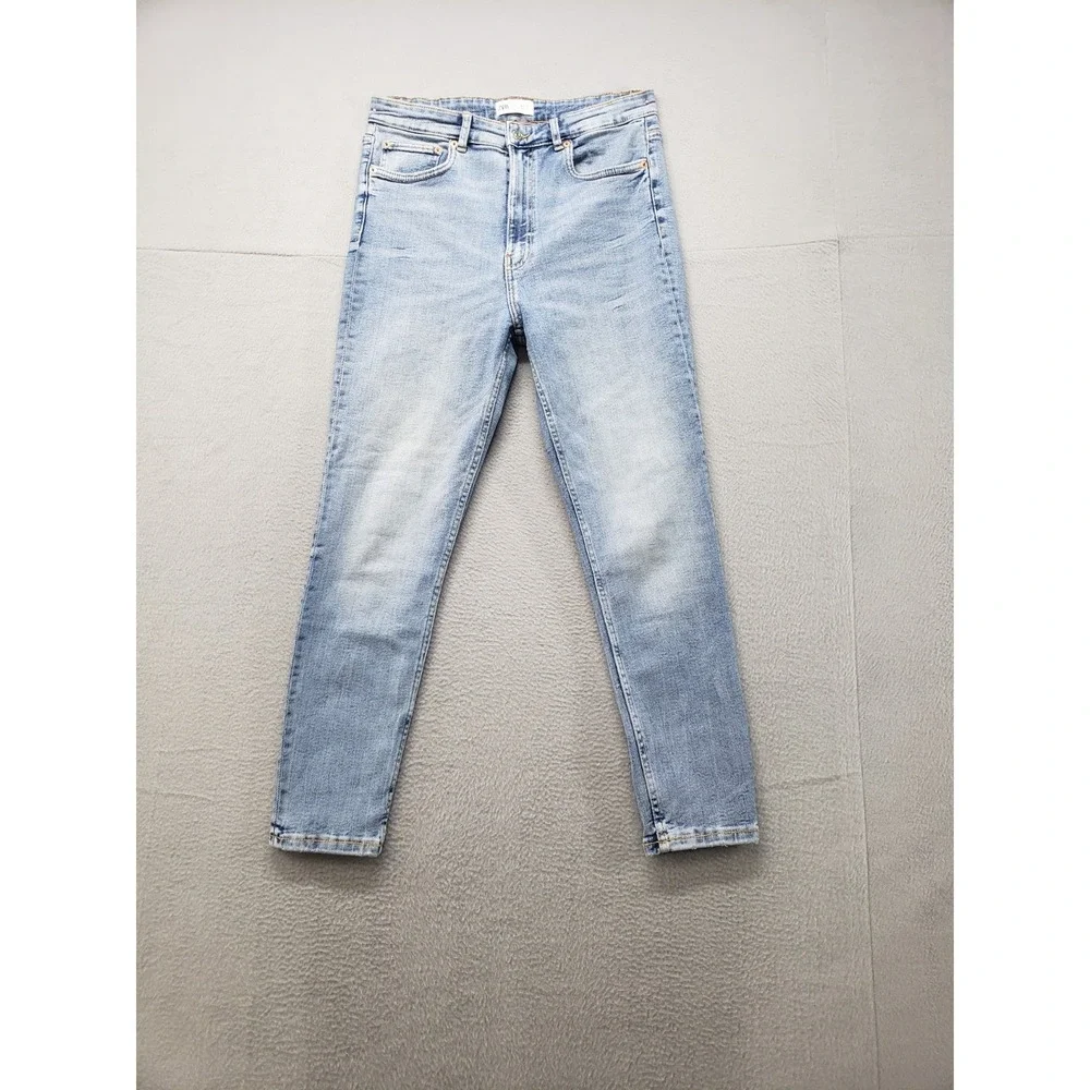 ZARA Women Jean 10 Blue Denim Skinny‎ High Waist Stretch Light Wash Cotton Blend